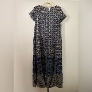 Anthropologie Blue Motif Maxi Dress, XS